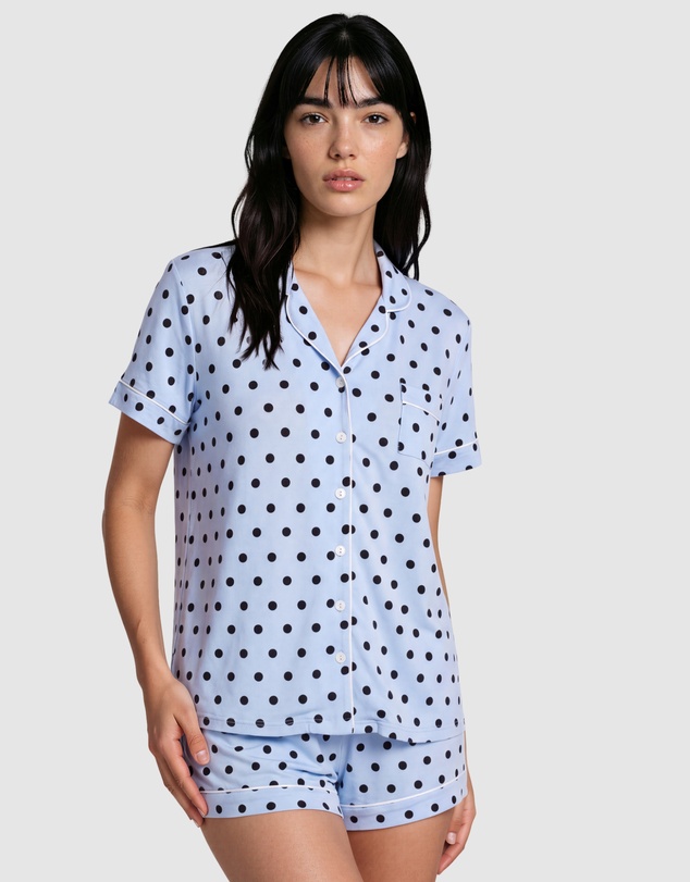 Sant And Abel - Women's Spotty Blue Bamboo Short PJ Set