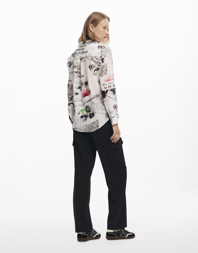Desigual - Floral text shirt