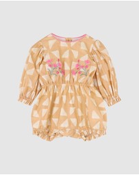Fox & Finch - Winter Vacay Emb. LS Romper - Babies