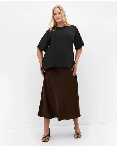 City Chic - Plus size Oversized Split Tee - black