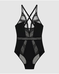 Passionata - Rodeo Plunge Opaque & Lace Lingerie Bodysuit