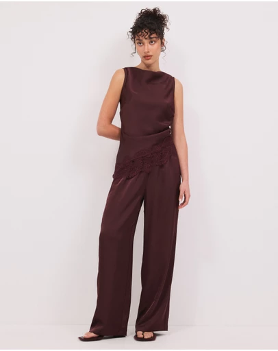 Calli - Lottie Satin Elastic Waist Pants