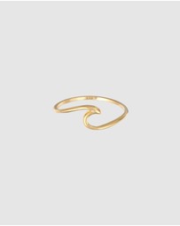 Elli Jewelry - Ring Curved Design Asymmetry Wave Filigree in 585 Yellow Gold