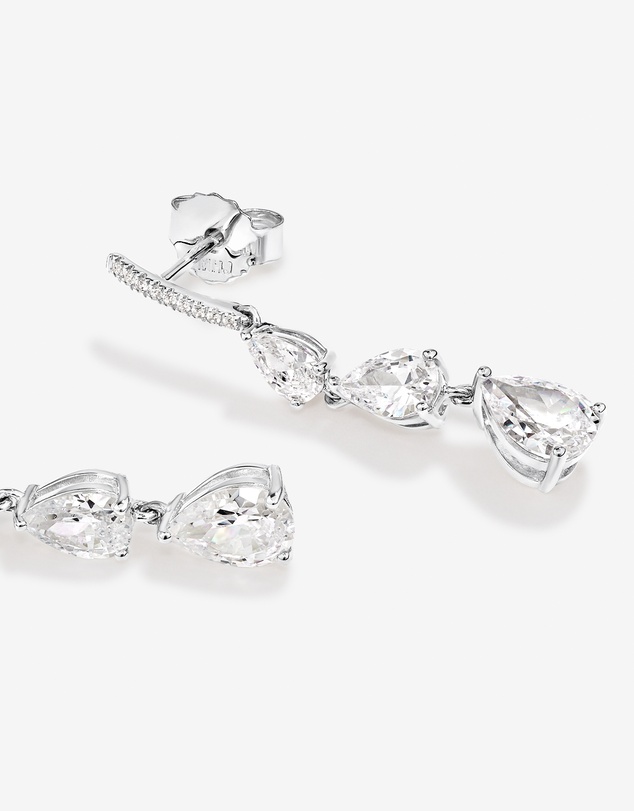 Michael Hill - Pear Shape Cubic Zirconia Triple Drop Stud Earrings in Sterling Silver