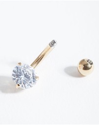 Lovisa - Gold Surgical Steel Round Cubic Zirconia Belly Bar