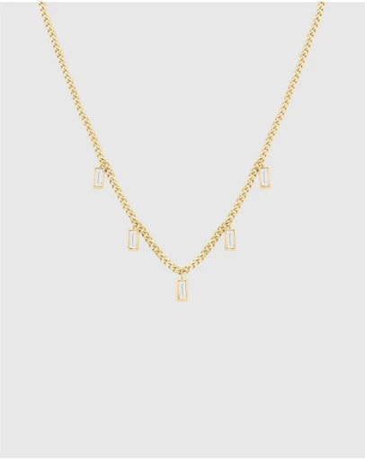 Rosefield - Playful Diamonds Baguette Gold-Tone Necklace