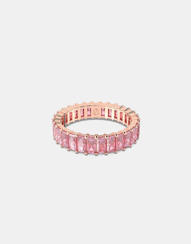 Swarovski - Matrix ring, Baguette cut, Pink, 18K rose gold finish