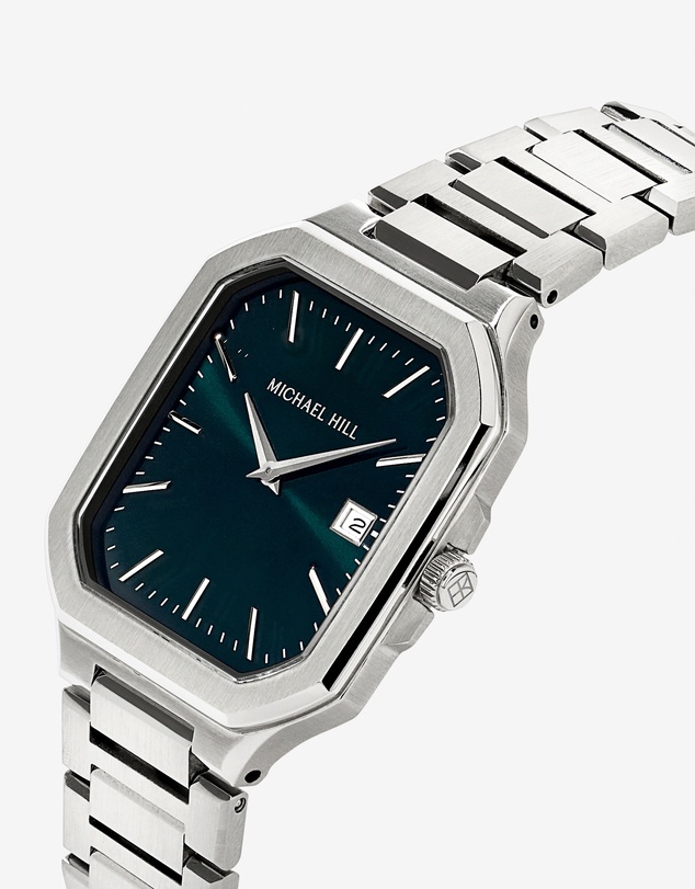 Michael Hill - Men's Quartz Watch with Green Dial in Stainless Steel