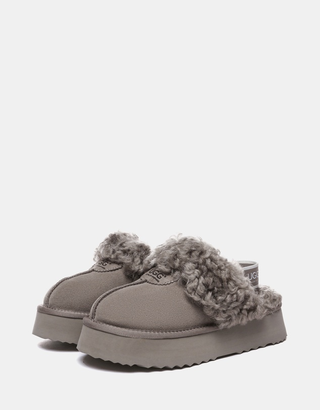 EVERAU - Australian Shepherd Ugg Waffle Curly Platform Cow Suede Upper House Shoes