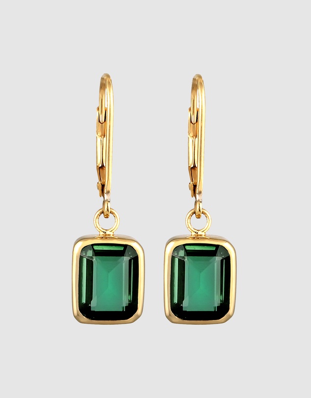Elli Jewelry - Green Quartz Drop Earrings in Gold-Plated 925 Silver