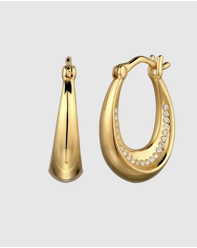 Elli Jewelry - Radiant Inner Gemstone Oval Hoops in Gold-Plated 925 Silver