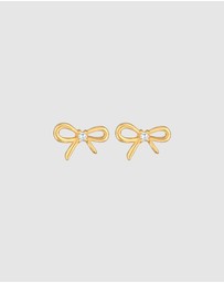 Elli Jewelry - Earrings Stud Bow Trend with Zirconia Crystals in 925 Sterling Silver Gold Plated