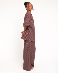 Petal & Pup - Wilda Knit Pant - Burgundy Cream Stripe