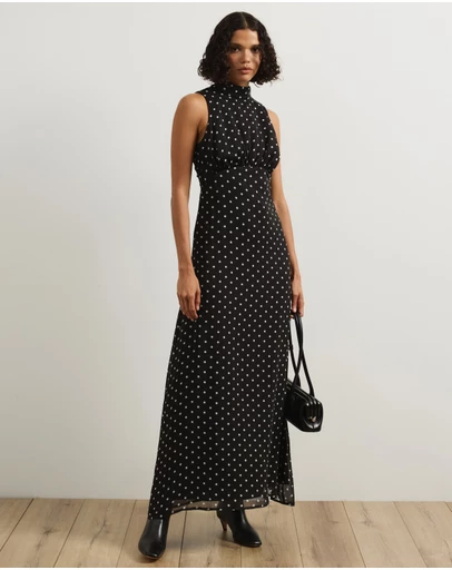 Atmos&Here - Karla Maxi Georgette Spot Dress