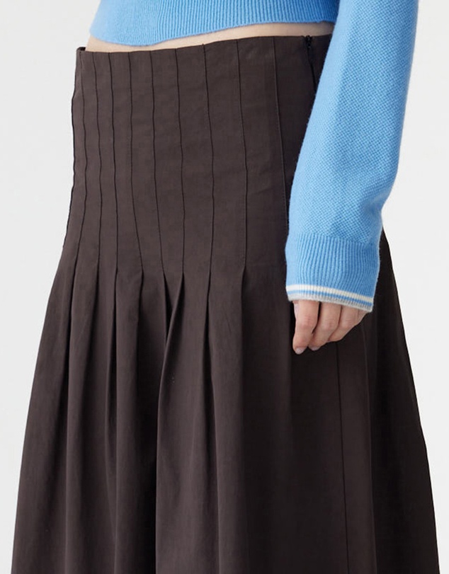 Bassike - Crushed Cotton Pleated Skirt