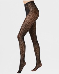 High Heel Jungle - Leopard Print Fishnet Tights