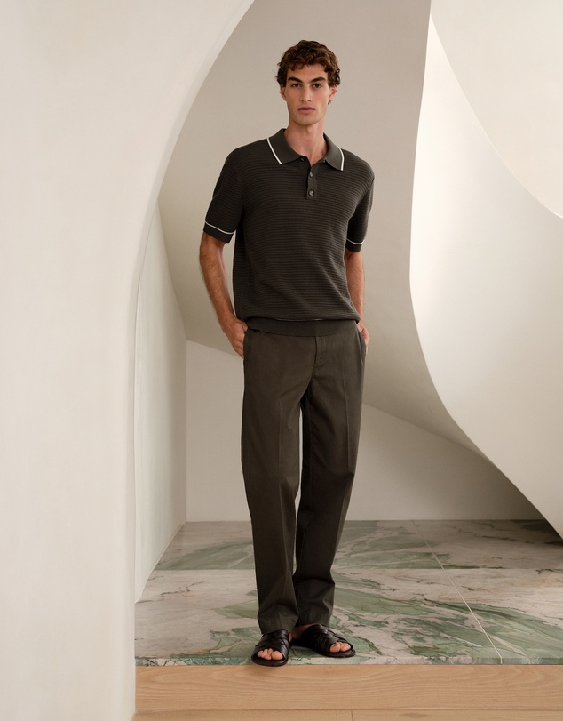 Trenery - Cotton Twill Tailored Pant in Dark Olive