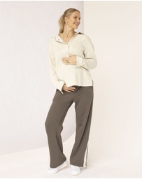 Angel Maternity - Daily Snap Button Collar Sweatshirt in Apricot