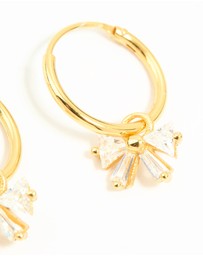 Lovisa - Gold Plated Sterling Silver Cubic Zirconia Bow Huggie Earrings