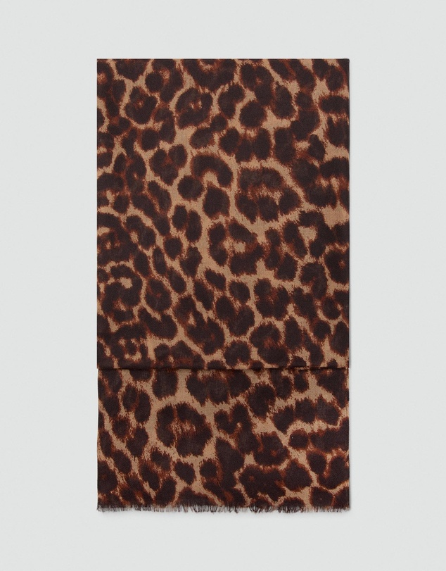M.N.G - Leopard Print Scarf with Frayed Edges