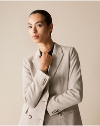 Trenery - Cotton Blend Puppytooth Ponte Blazer in Natural Marle