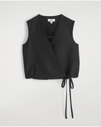 COS - Tie-Detail Linen-Blend Wrap Waistcoat