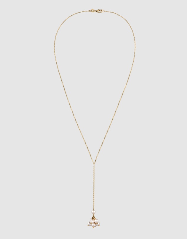 Elli Jewelry - Pearl Y-Drop Necklace in Gold-Plated 925 Silver
