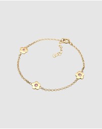Elli Jewelry - Bracelet Kids Flowers Pink Playful with Crystals in 925 Sterling Silver Gold Plated