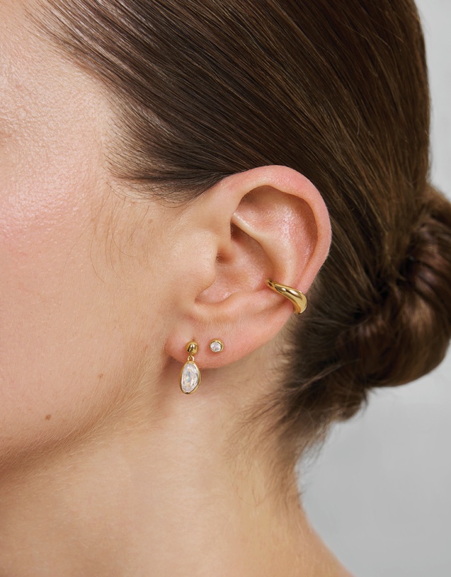 Ania Haie - Gold Bezel Organic Pebble Dangle Stud Earrings