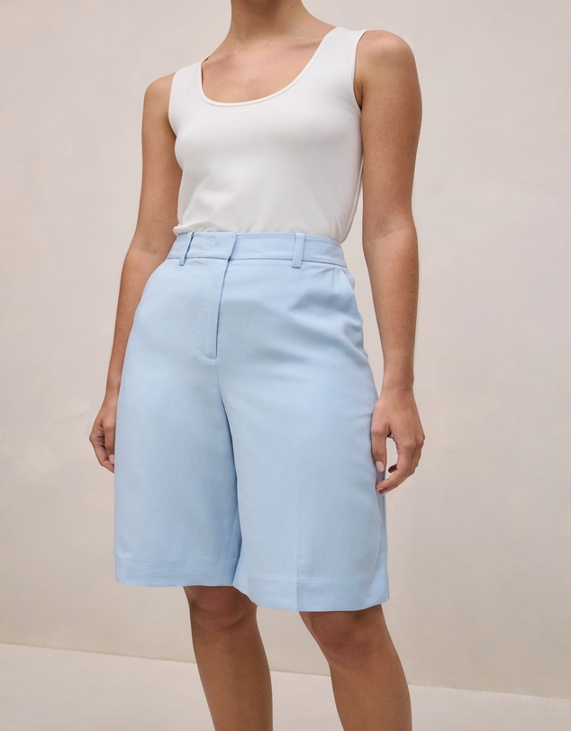 Trenery - Soft Tailored Longline Short in Blue Marble
