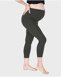 Angel Maternity - Maternity Workout 3/4 Length Legging - Khaki Green