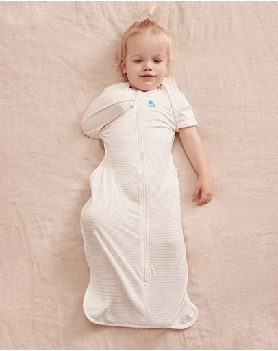 Love to Dream - Swaddle Up™ Transition Bag 0.2 TOG Stretch Cotton Breton Stripe Tan