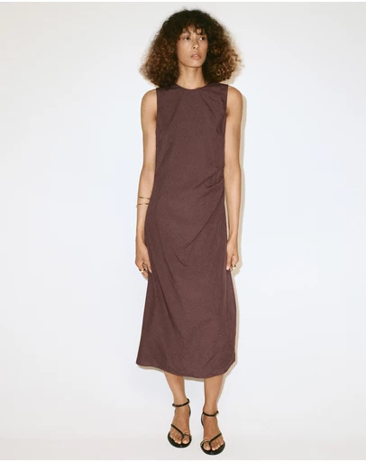 M.N.G - Side Ruched Dress with Tie Detail