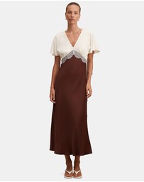 Forever New - Julia Flutter Sleeves Satin Lace Midi Dress