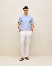 Trenery - Cotton Marle Crew T-shirt in Chalk Blue
