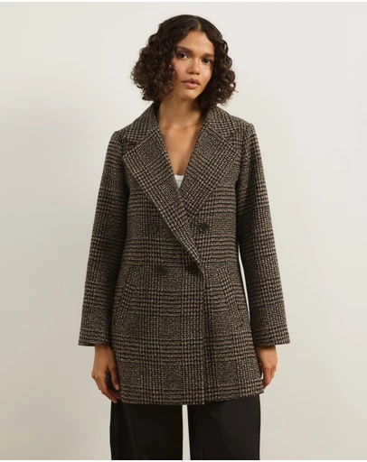 Atmos&Here - Laura Check Wool Blend Coat