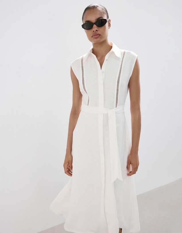 M.N.G - Linen Shirt Dress with Bow