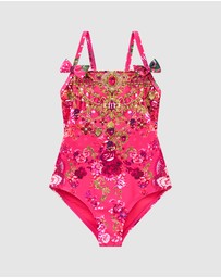 Camilla - Straight Neck One Piece With Bows - Kids-Teens