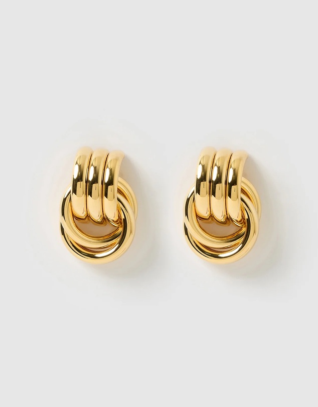Izoa - Fusion Stud Earrings Gold - Free Gift