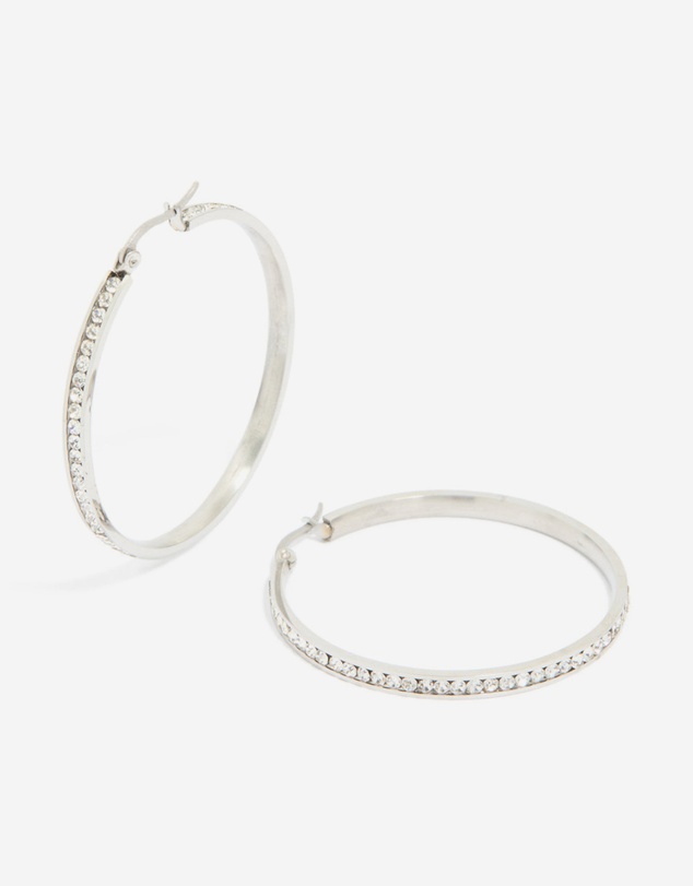 Lovisa - Waterproof Stainless Steel Diamante Hoop Earrings 45 MM