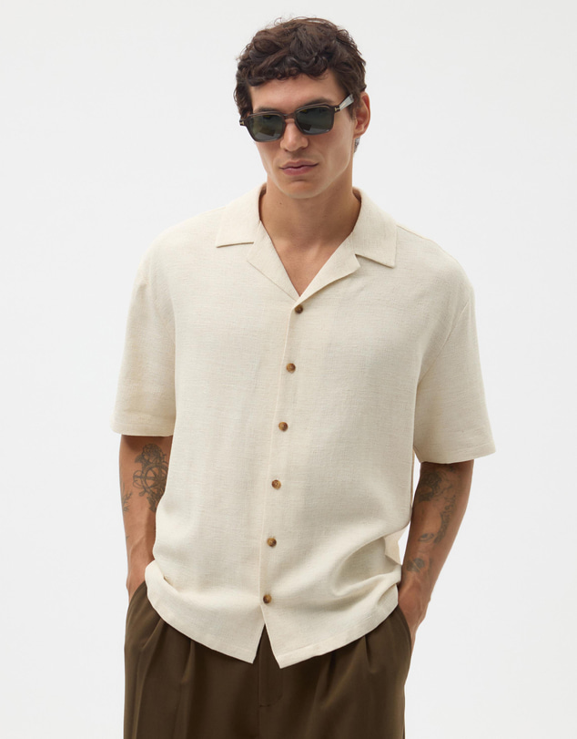AERE - Textured Camp Collar Shirt