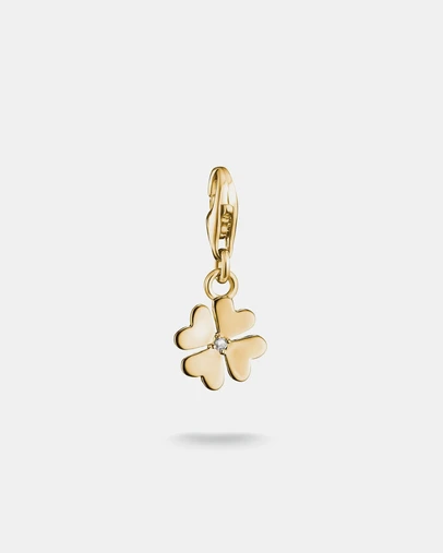 THOMAS SABO - Gold-Plated Four-Leaf Clover Charm with Zirconia Centre Stone
