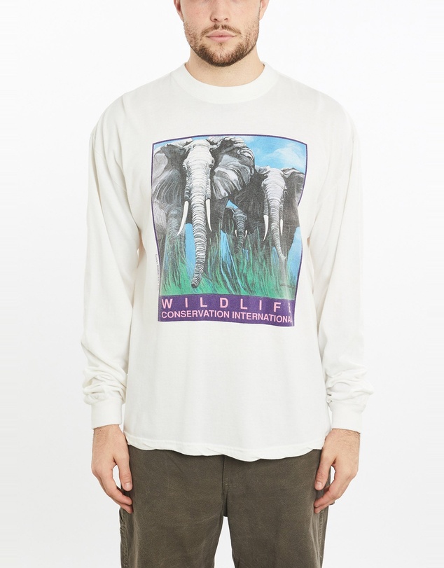 Vintage by The Real Deal - Pre Loved - Vintage Elephant Wildlife Long Sleeve Tee