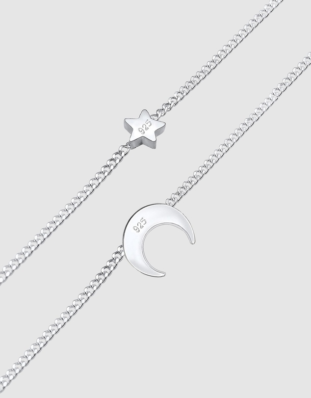 Elli Jewelry - Necklace Choker Layer Crescent Astro 925 Sterling Silver
