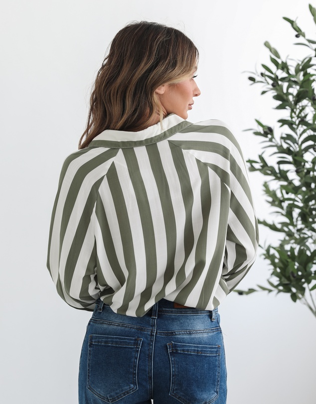 Esther & Co - Alayah Shirt - Green Stripe