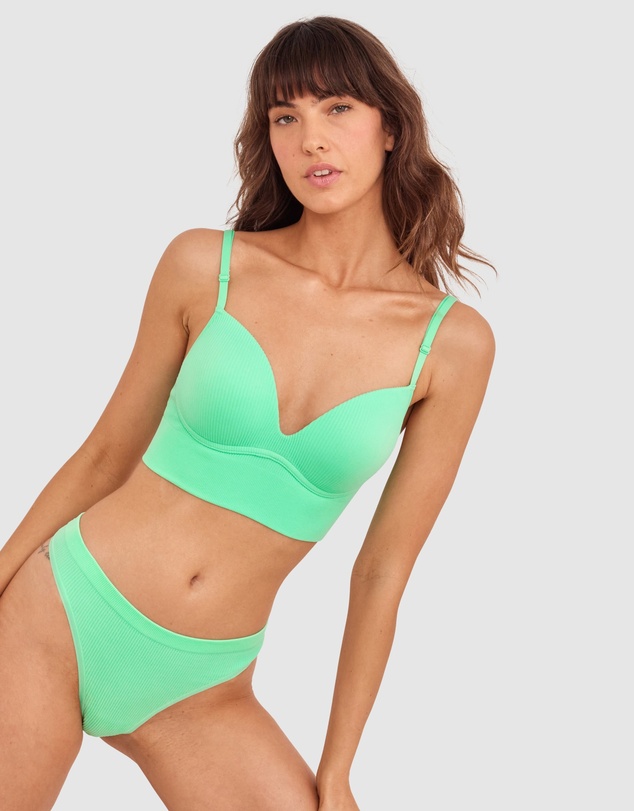 Bras N Things - Rib Basics Push Up Wirefree - Mint Green