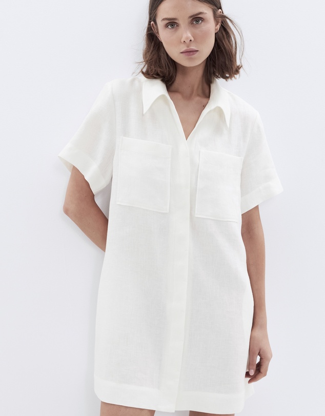 UNISON - Collared Linen Utility Dress
