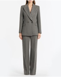 Carla Zampatti - Slate Italian Wool Pinstripe Double Breasted Blazer