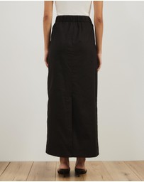 Atmos&Here - Neeve Linen Blend Welt Pocket Midi Skirt