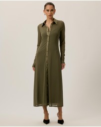 Tussah - Bonnie Ruched Waist Collar Midi Dress